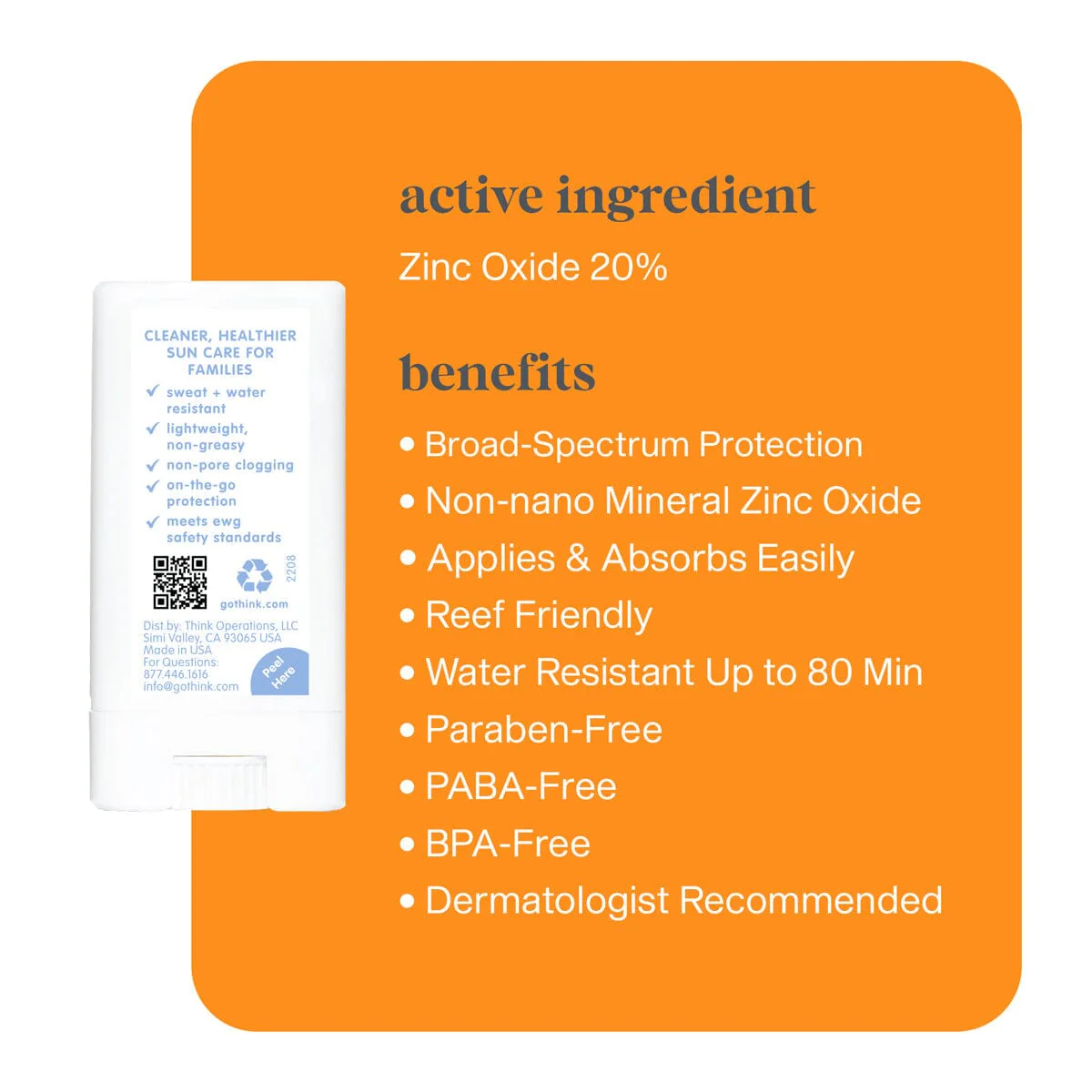 Thinksport Sunscreen Stick SPF 30+ 18.4g - Image 2